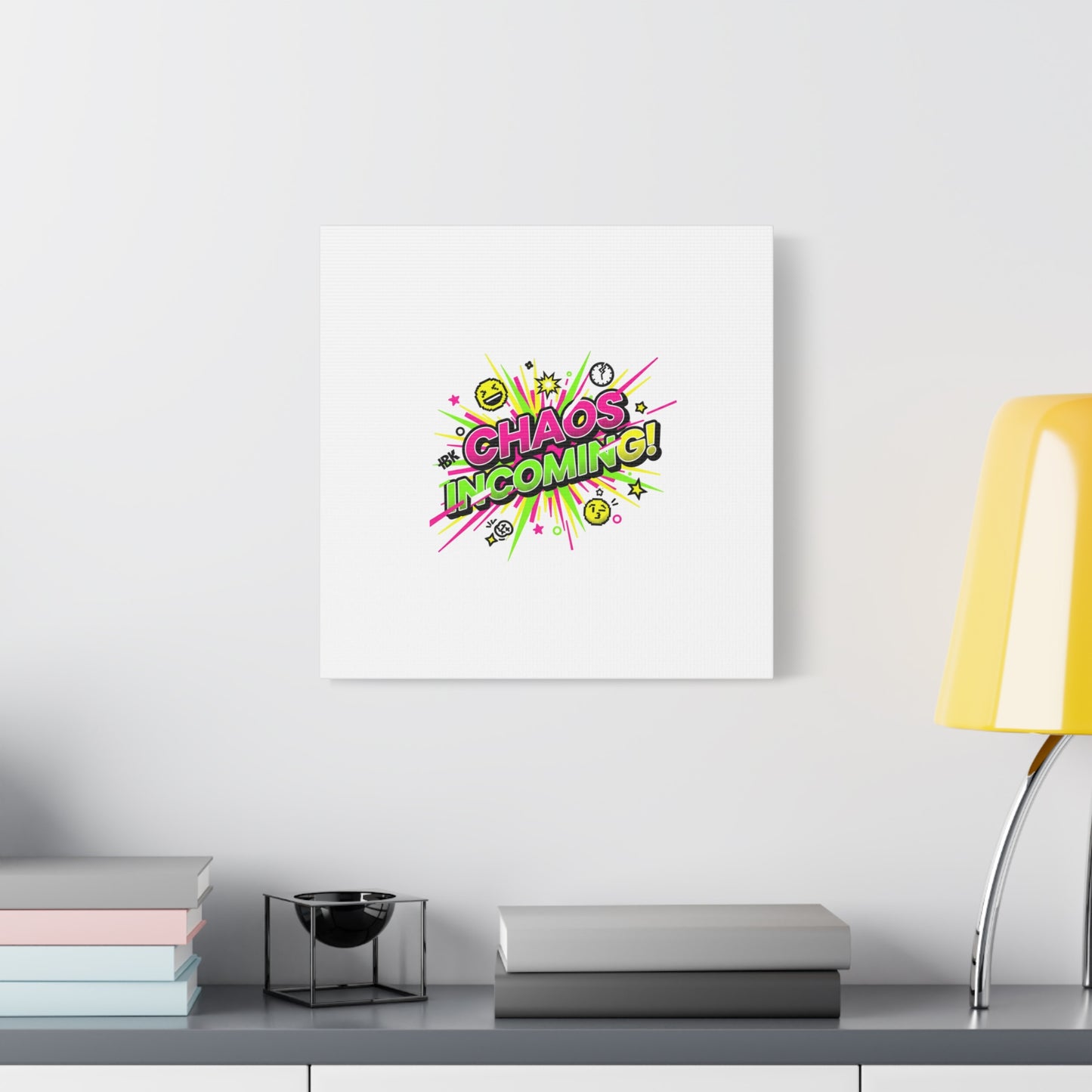 Chaos Incoming Canvas, Matte Stretched | Slogan & Glitch Graphic