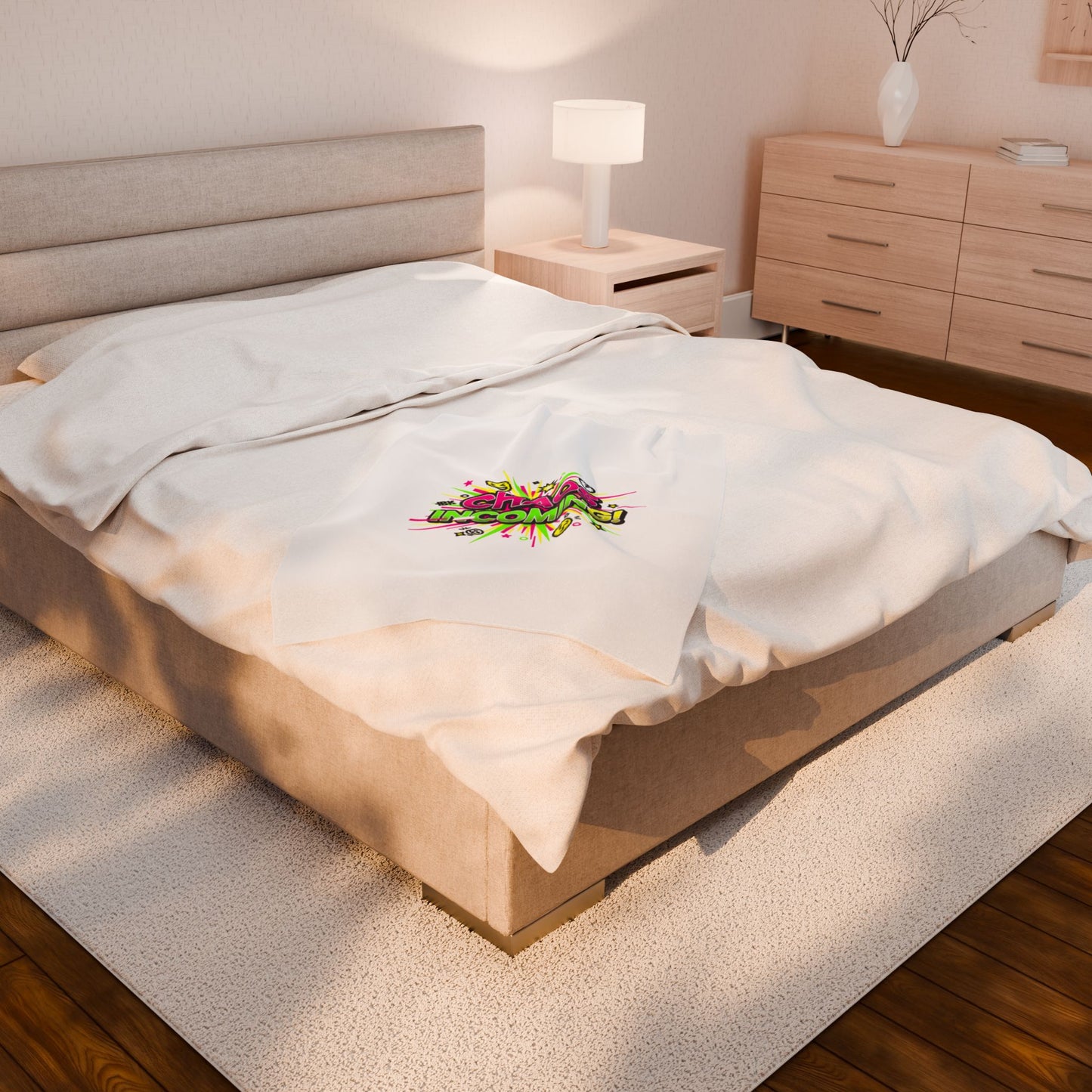 Chaos Incoming! Blanket | Slogan & Glitch Graphic Velveteen Plush Blanket