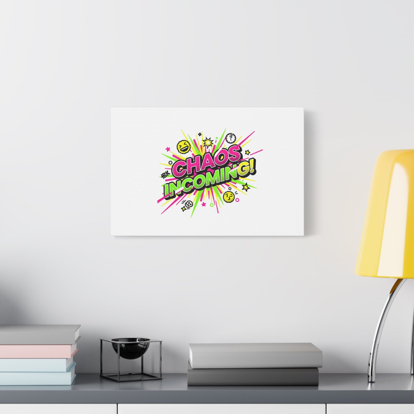 Chaos Incoming Canvas, Matte Stretched | Slogan & Glitch Graphic