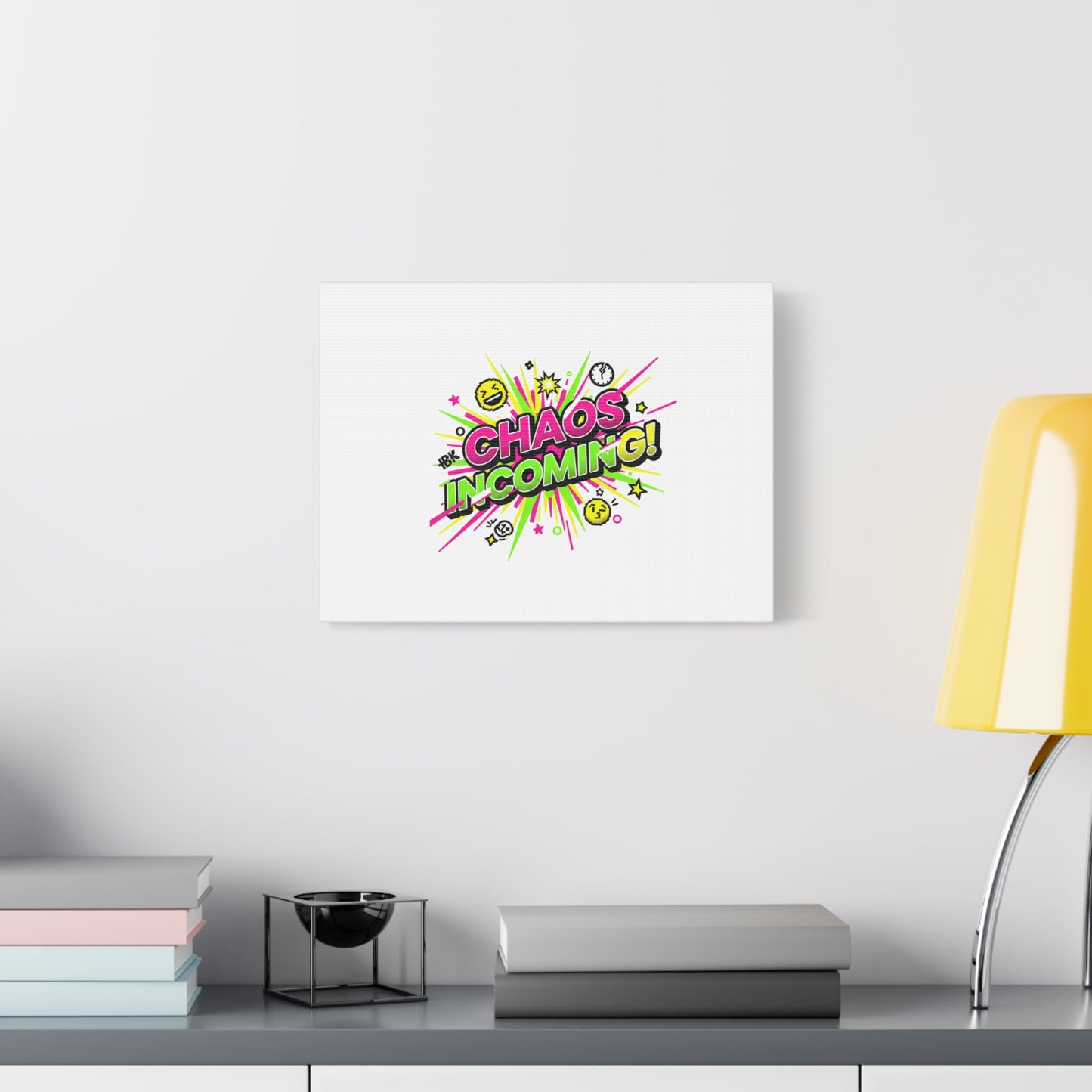 Chaos Incoming Canvas, Matte Stretched | Slogan & Glitch Graphic