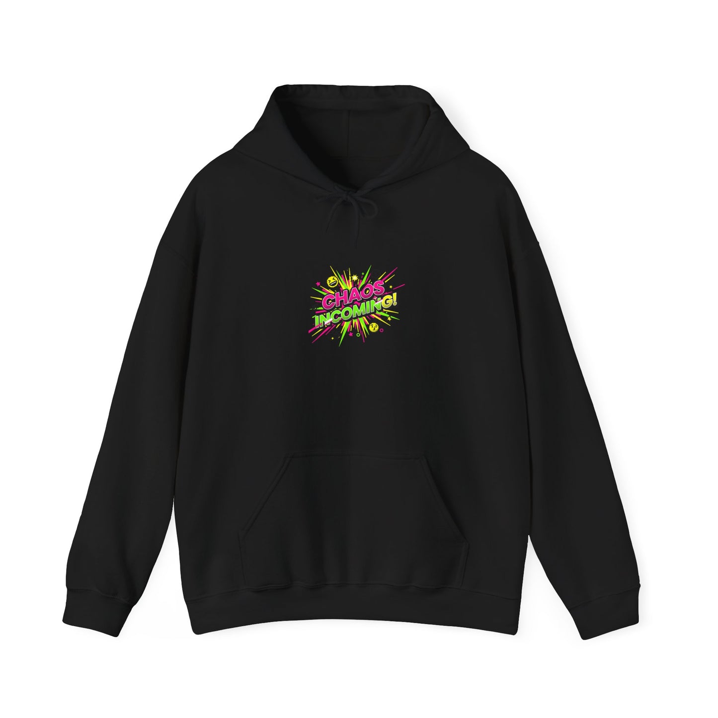 chaos incoming Hoodie | slogan & glitch graphic, meme phrase sweatshirt