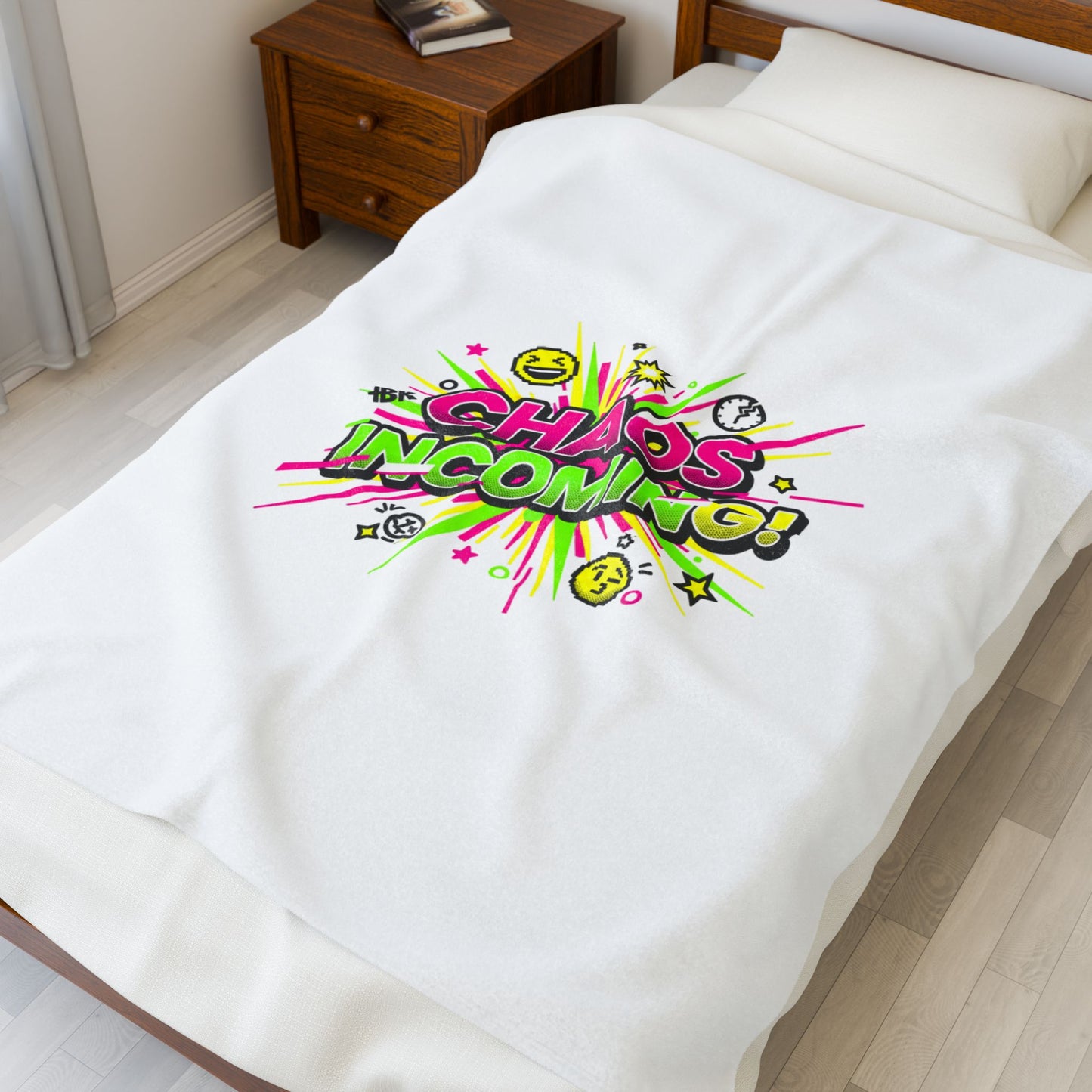 Chaos Incoming! Blanket | Slogan & Glitch Graphic Velveteen Plush Blanket