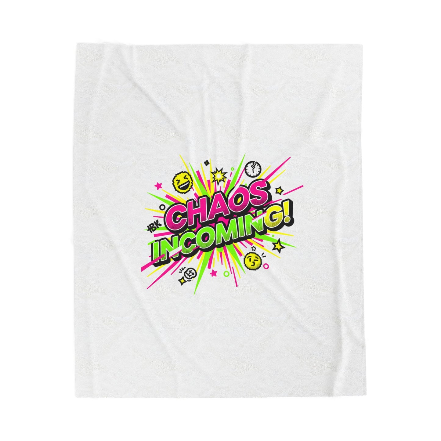Chaos Incoming! Blanket | Slogan & Glitch Graphic Velveteen Plush Blanket