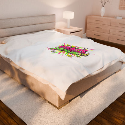 Chaos Incoming! Blanket | Slogan & Glitch Graphic Velveteen Plush Blanket