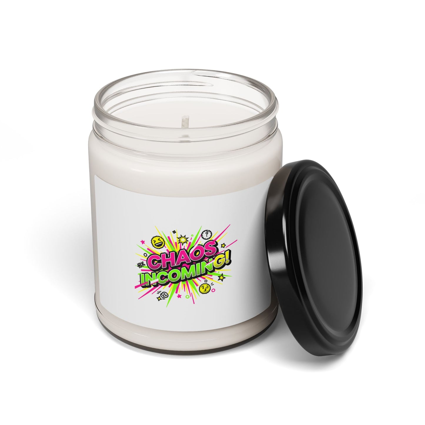 Chaos Incoming Candle | Slogan & Nonsense Graphic, Soy Jar Candle