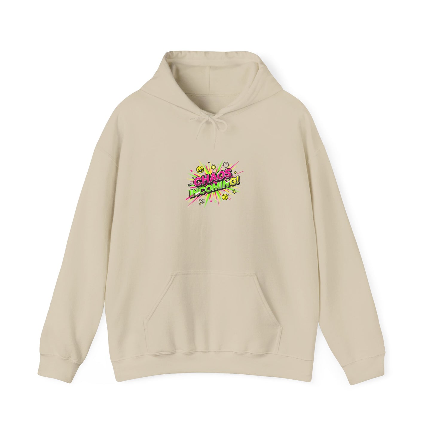 chaos incoming Hoodie | slogan & glitch graphic, meme phrase sweatshirt