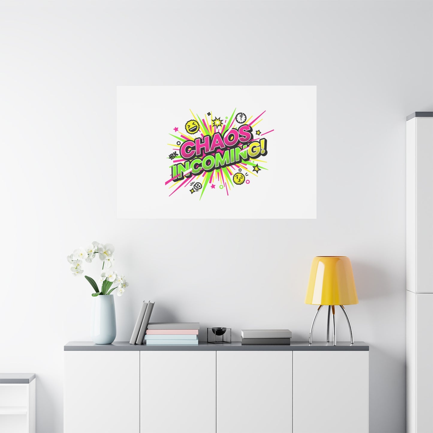 Chaos Incoming Canvas, Matte Stretched | Slogan & Glitch Graphic