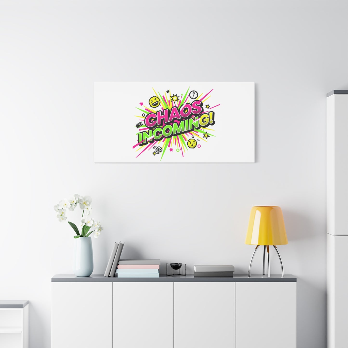 Chaos Incoming Canvas, Matte Stretched | Slogan & Glitch Graphic