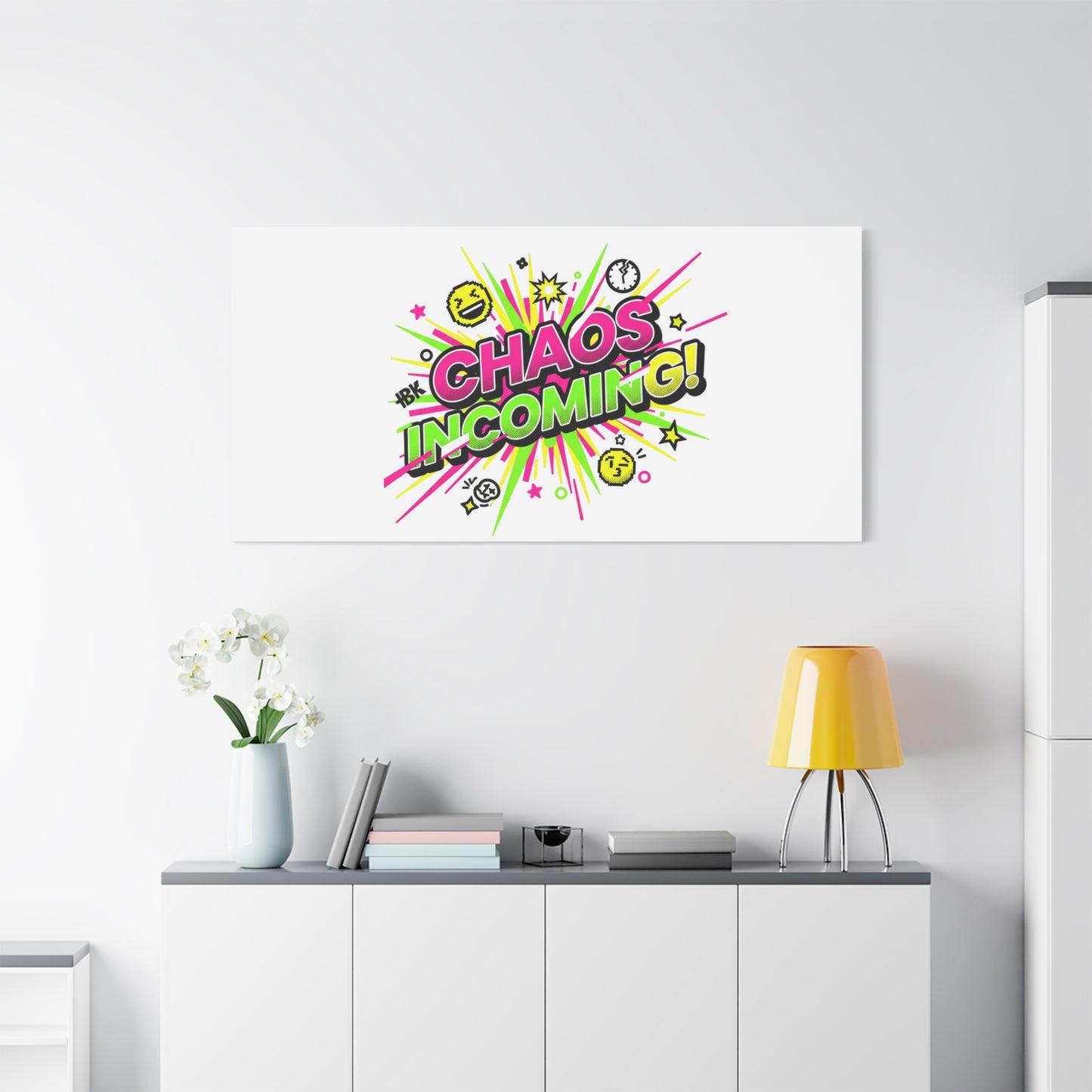 Chaos Incoming Canvas, Matte Stretched | Slogan & Glitch Graphic