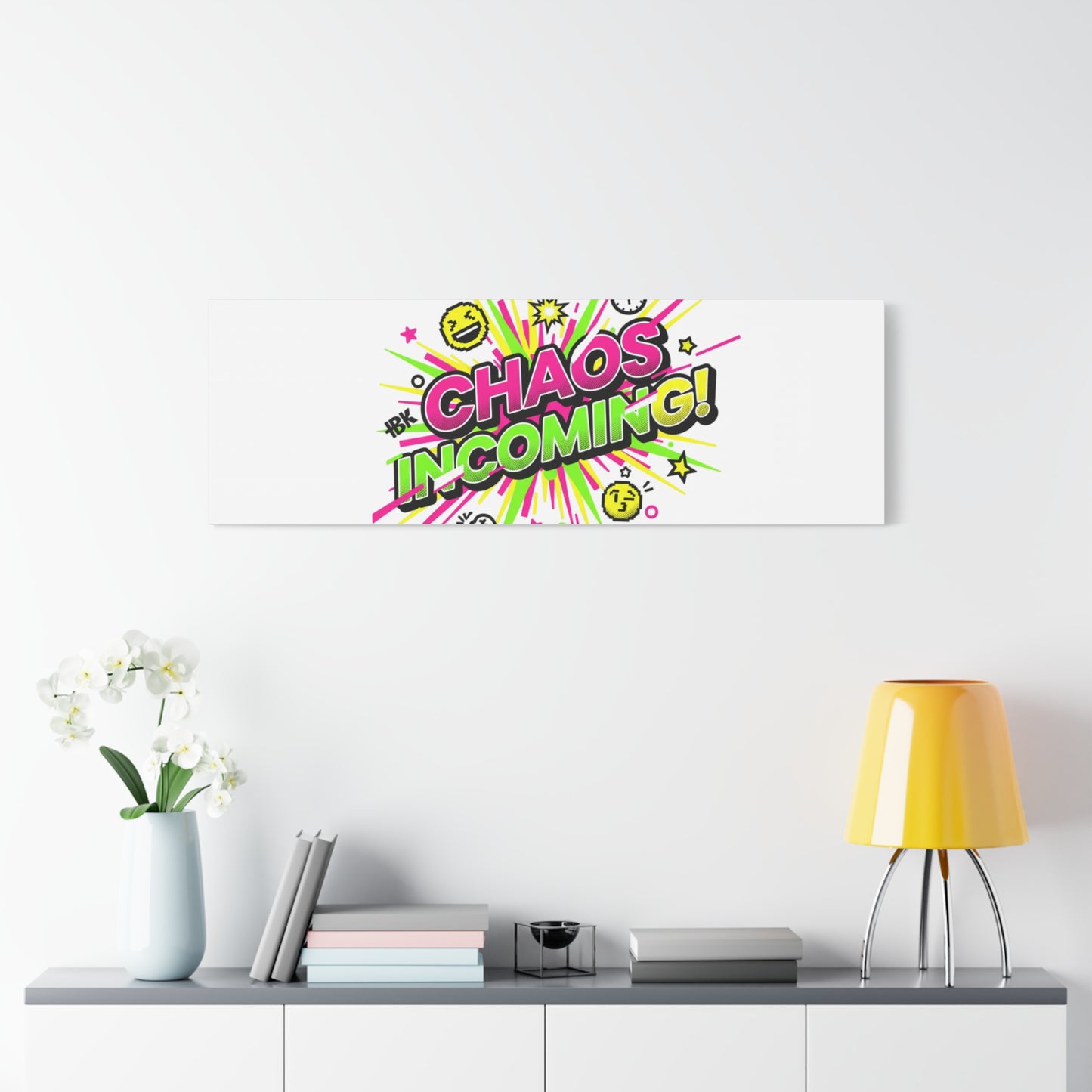 Chaos Incoming Canvas, Matte Stretched | Slogan & Glitch Graphic