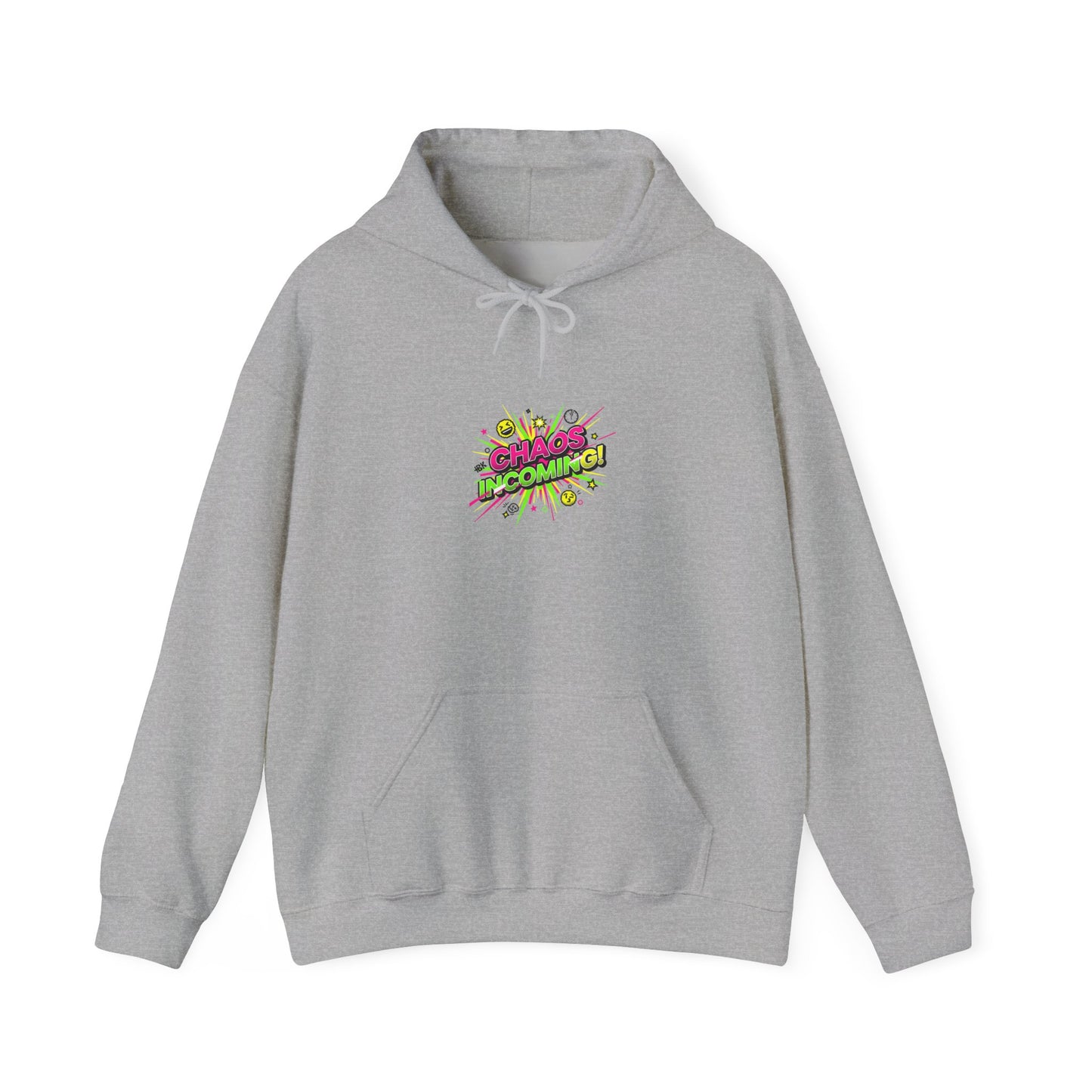chaos incoming Hoodie | slogan & glitch graphic, meme phrase sweatshirt